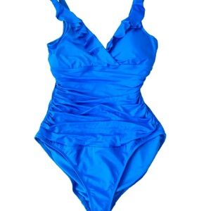 Lauren Ralph Lauren Royal Blue Ruffle One-Piece Swimsuit - Size 8